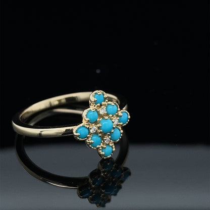 Turquoise and Diamond Cluster Ring