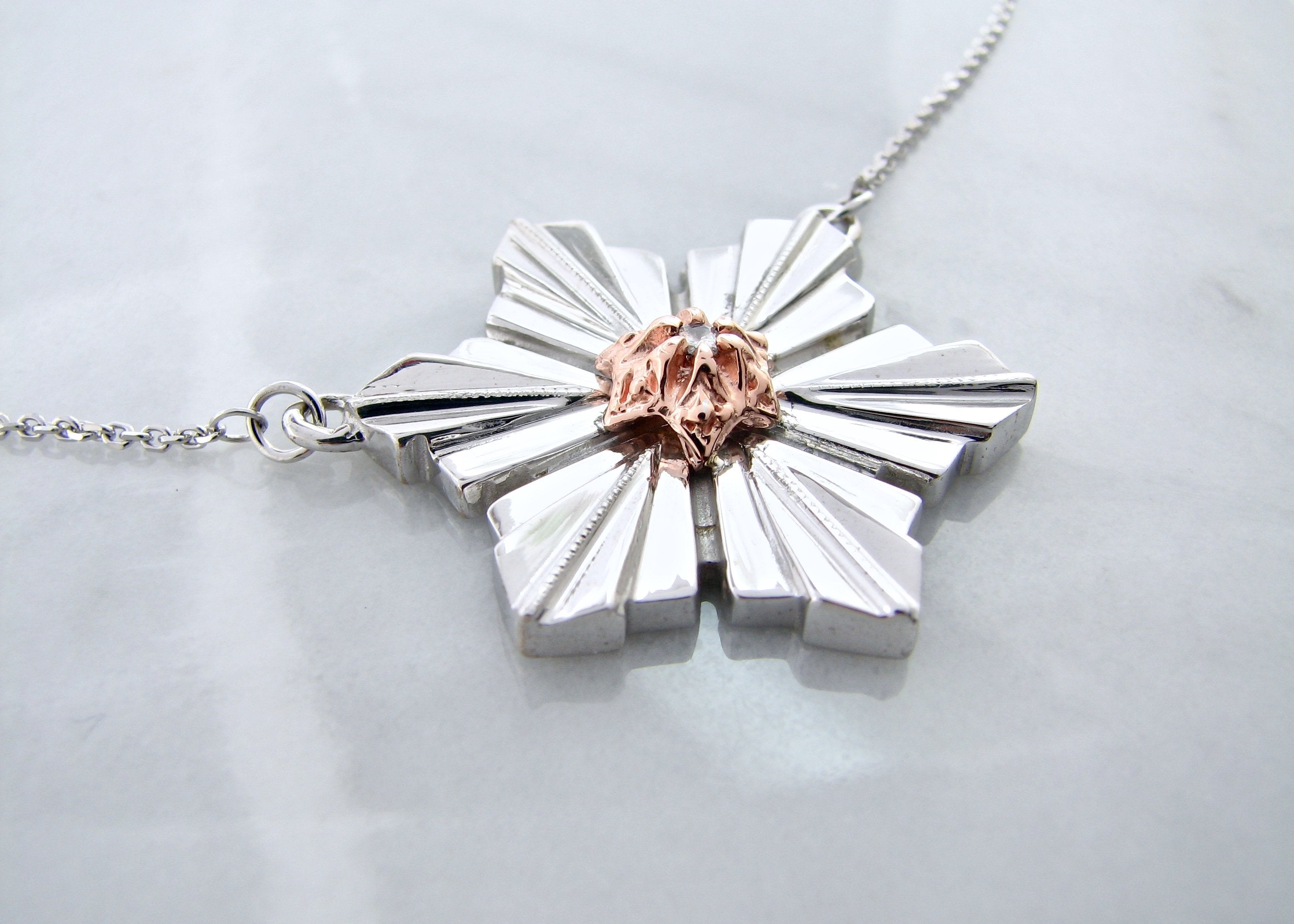 rose-gold-diamond-silver-art-deco-snowflake-necklace-wexford-jewelers