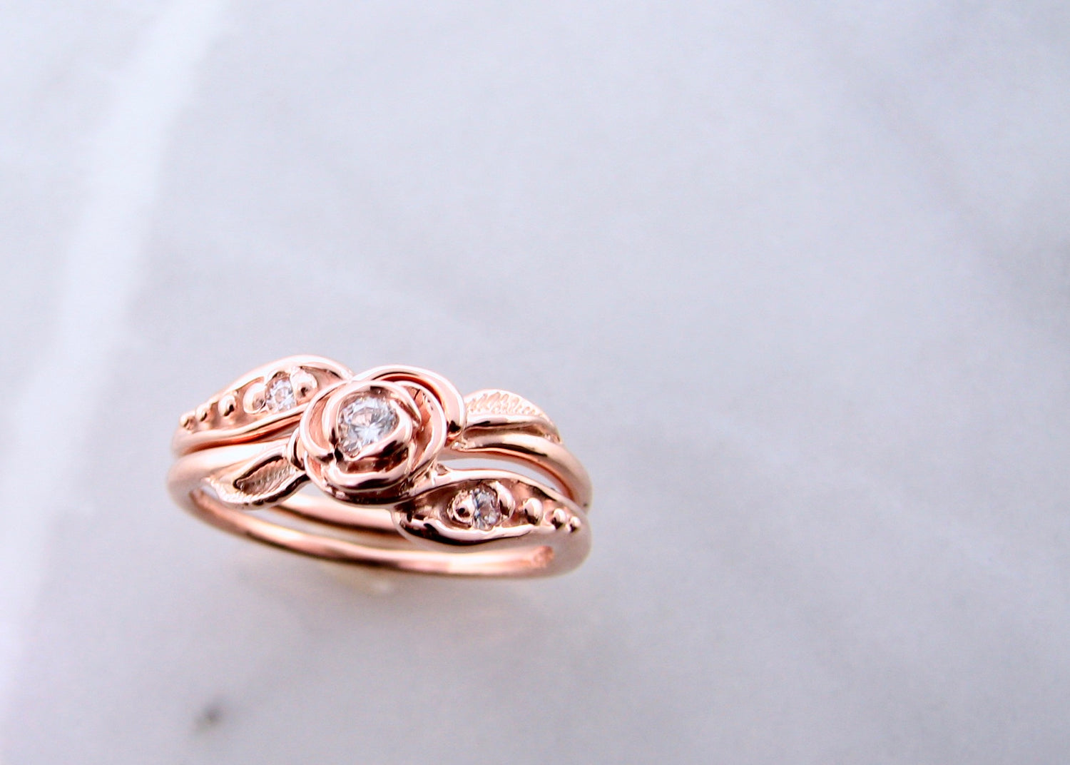 14K-rose-gold-petite-moissanite-rose-ring-wedding-set-wexford-jewelers