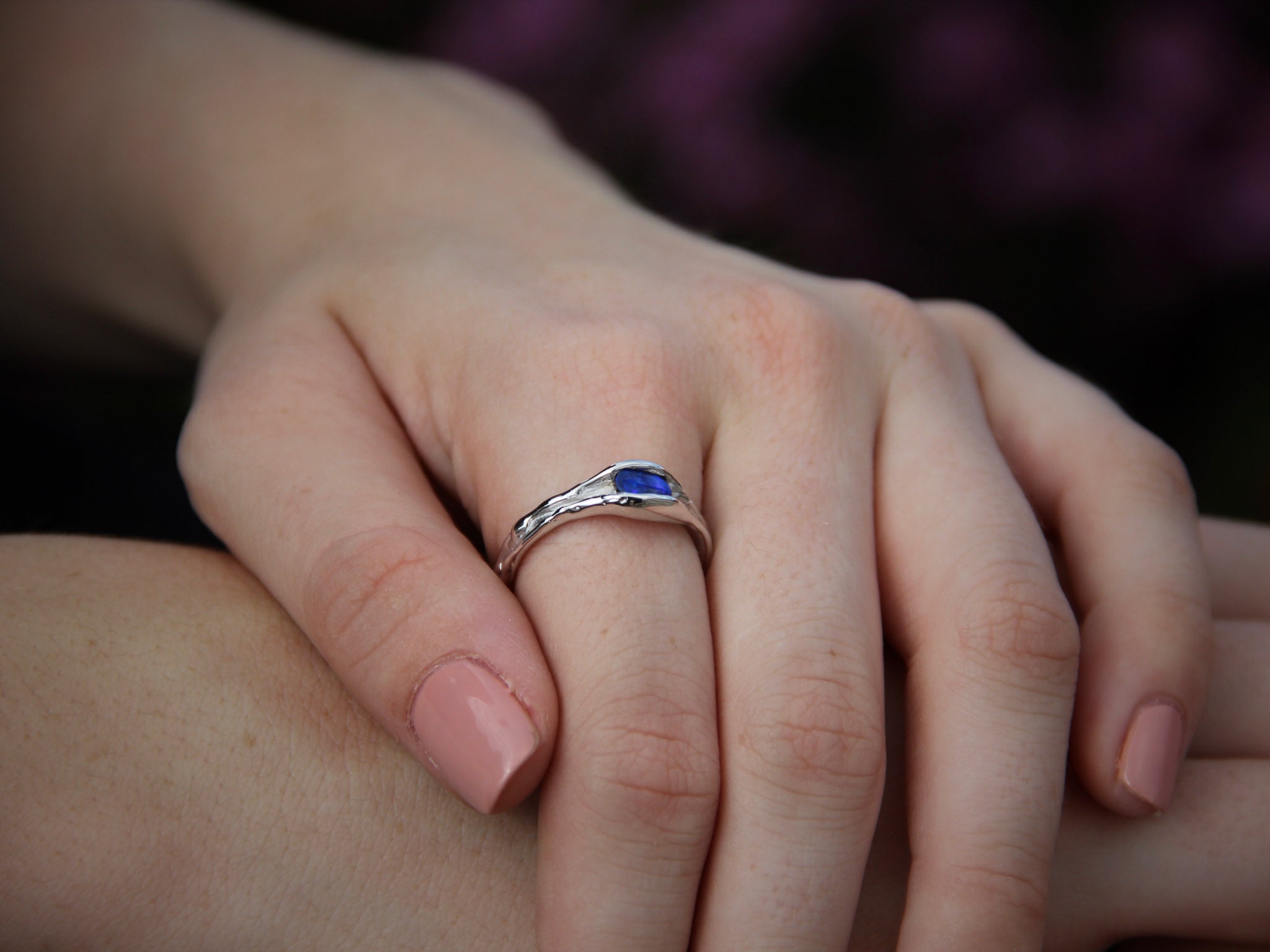 silver-opal-blue-ring-melted-band-wexford-jewelers