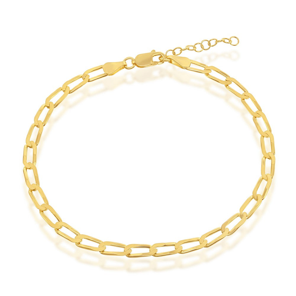 Fancy Links Gold-Plated Silver Ankle Bracelet