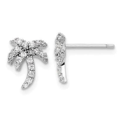 Silver CZ Palm Tree Earrings