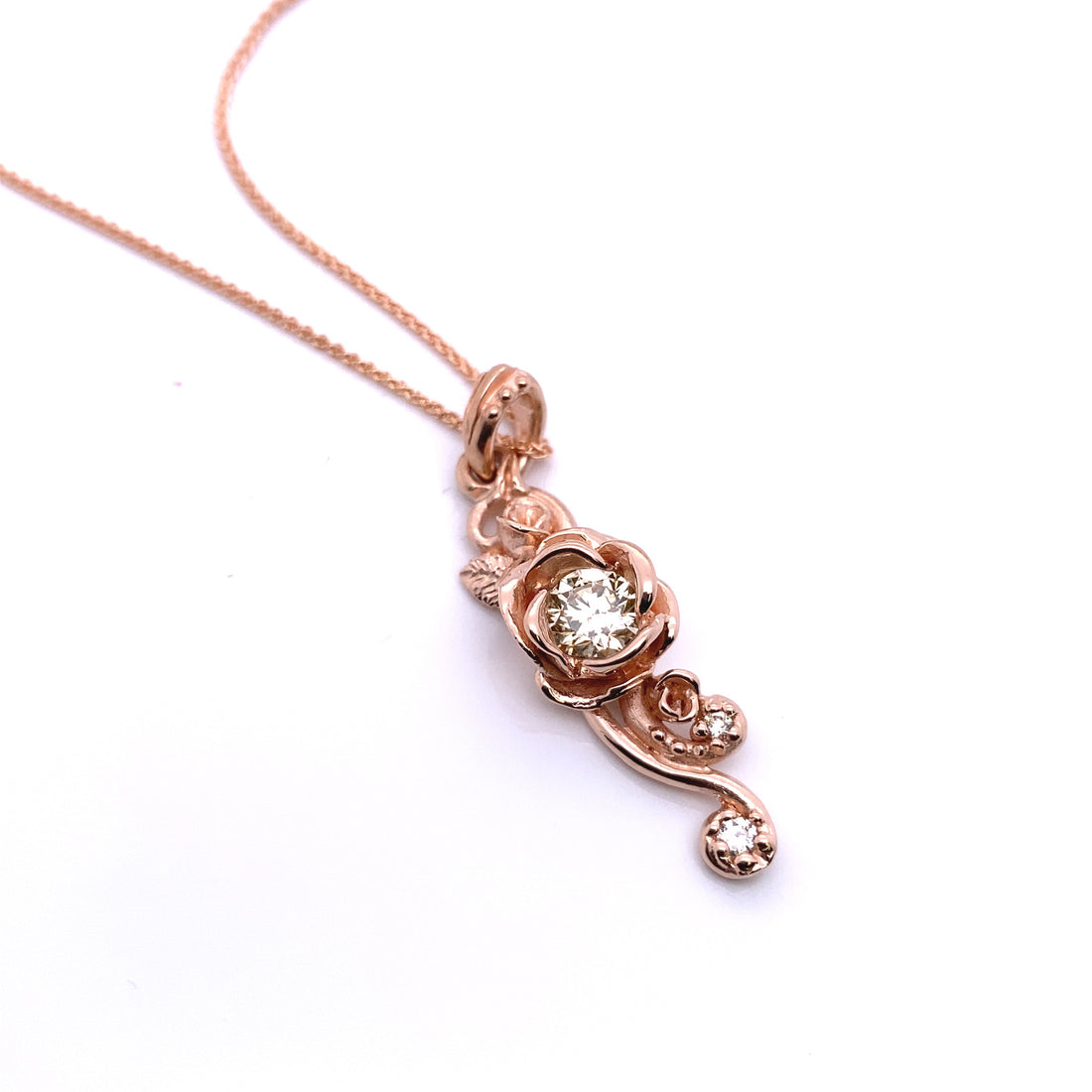Rose Cascade Pendant Rose Gold & Diamond