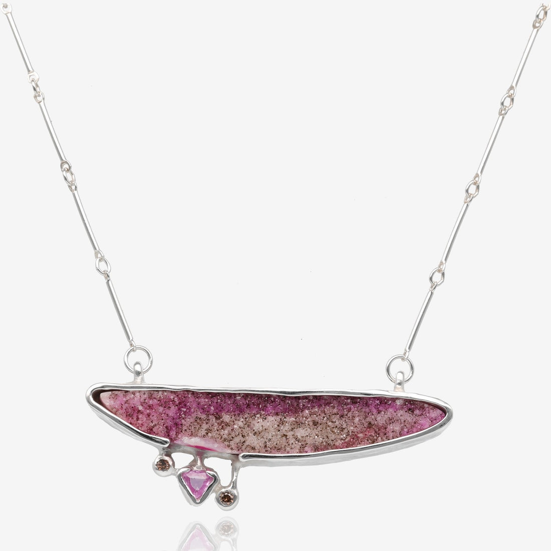 Frosted Dawn Pink Drusy Necklace