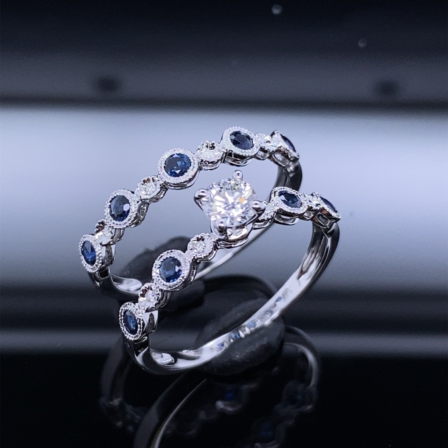 Crown Jewels Sapphire Studded Diamond Engagement Set