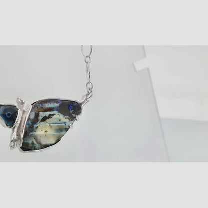 Tectonic Plate Opal and Blue Diamond Necklace