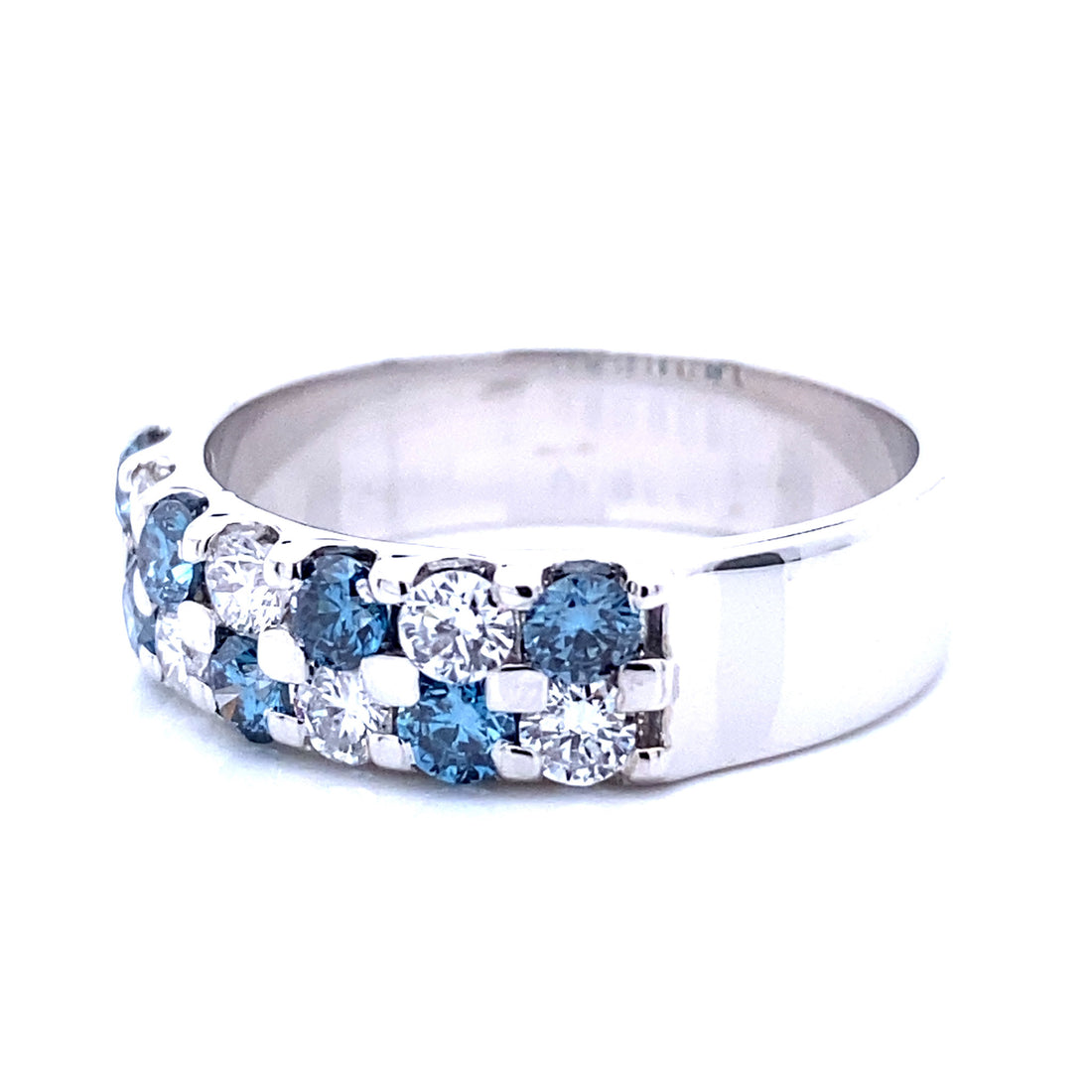 Sustainable Blue and White Double Diamond Band