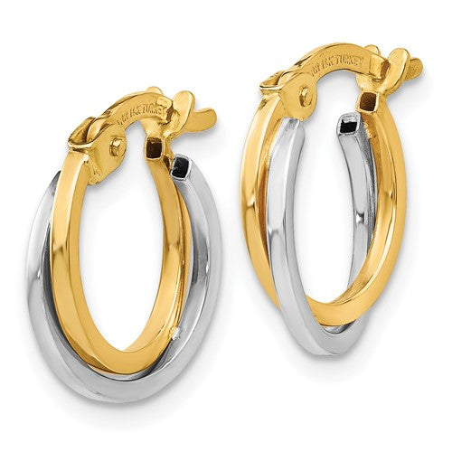 14k Two-tone Polished Hollow Hoop Earrings