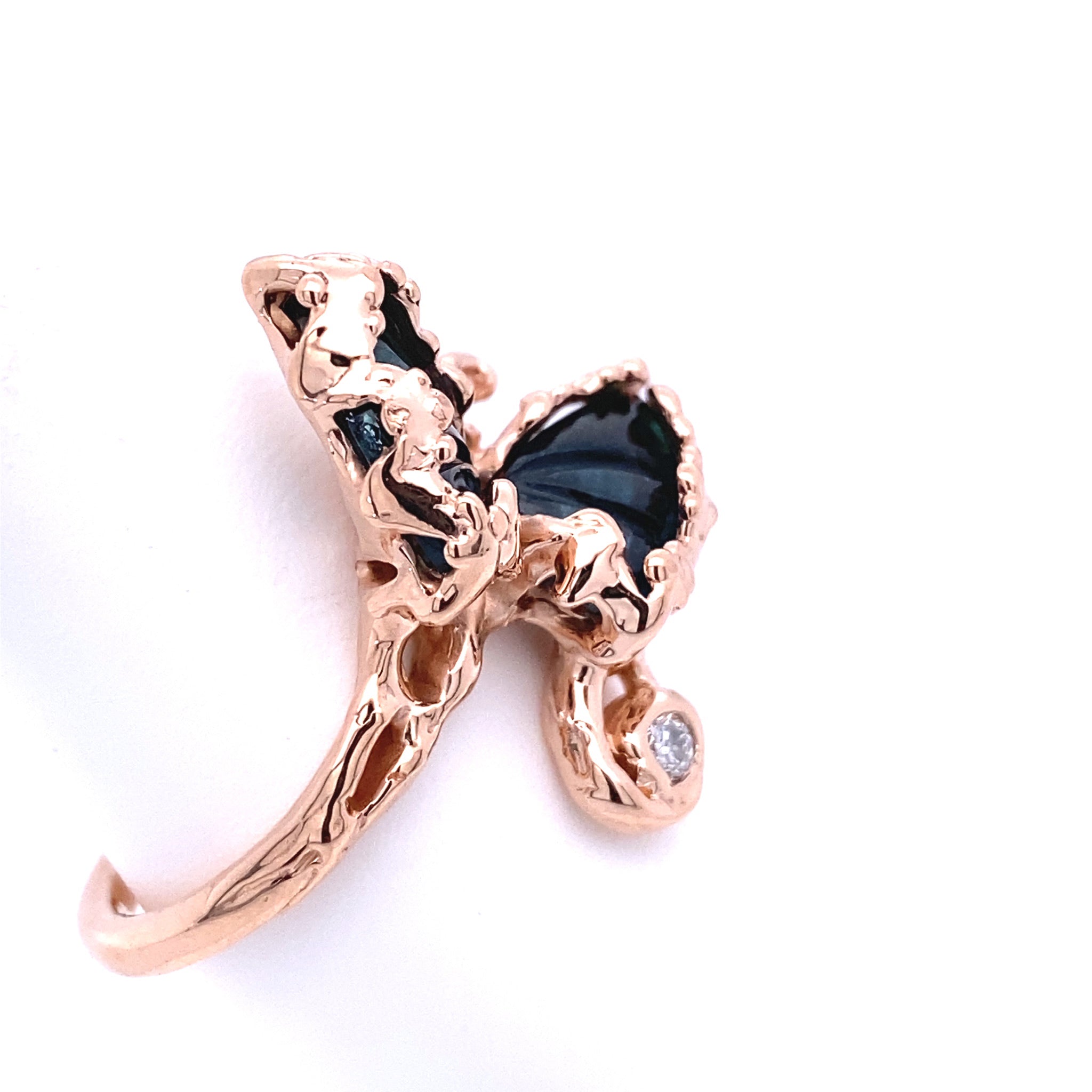 Just Winging It Blue Tourmaline Butterfly Ring in 14k Rose gold