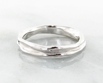 White Gold Ring, Skinny Melted Band