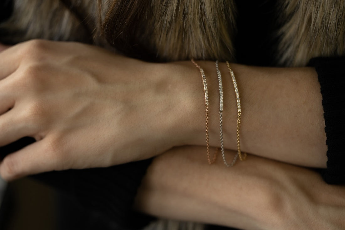 1/4ct Natural Glittering Diamond Adjustable Bar Bracelet