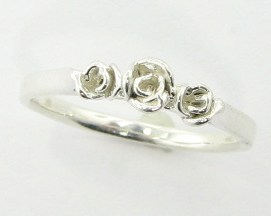 Silver Ring, Three Dainty Roses