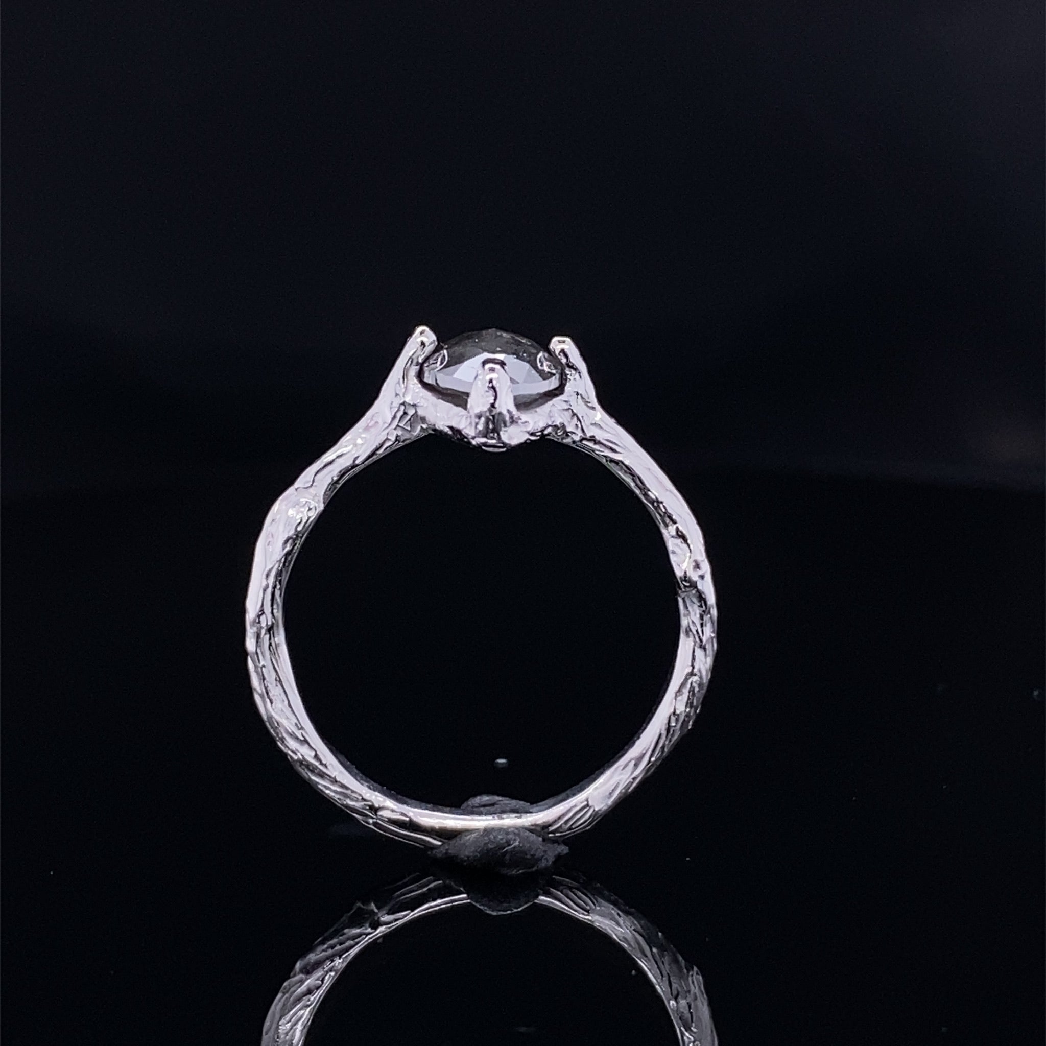 Glittering Tear Drop Grey Pepper Diamond Ring