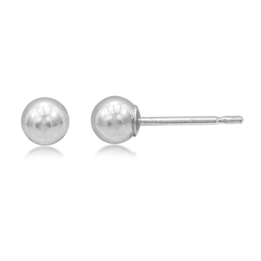 14K White Gold 5mm Ball Stud Earrings