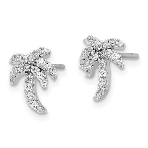 Silver CZ Palm Tree Earrings