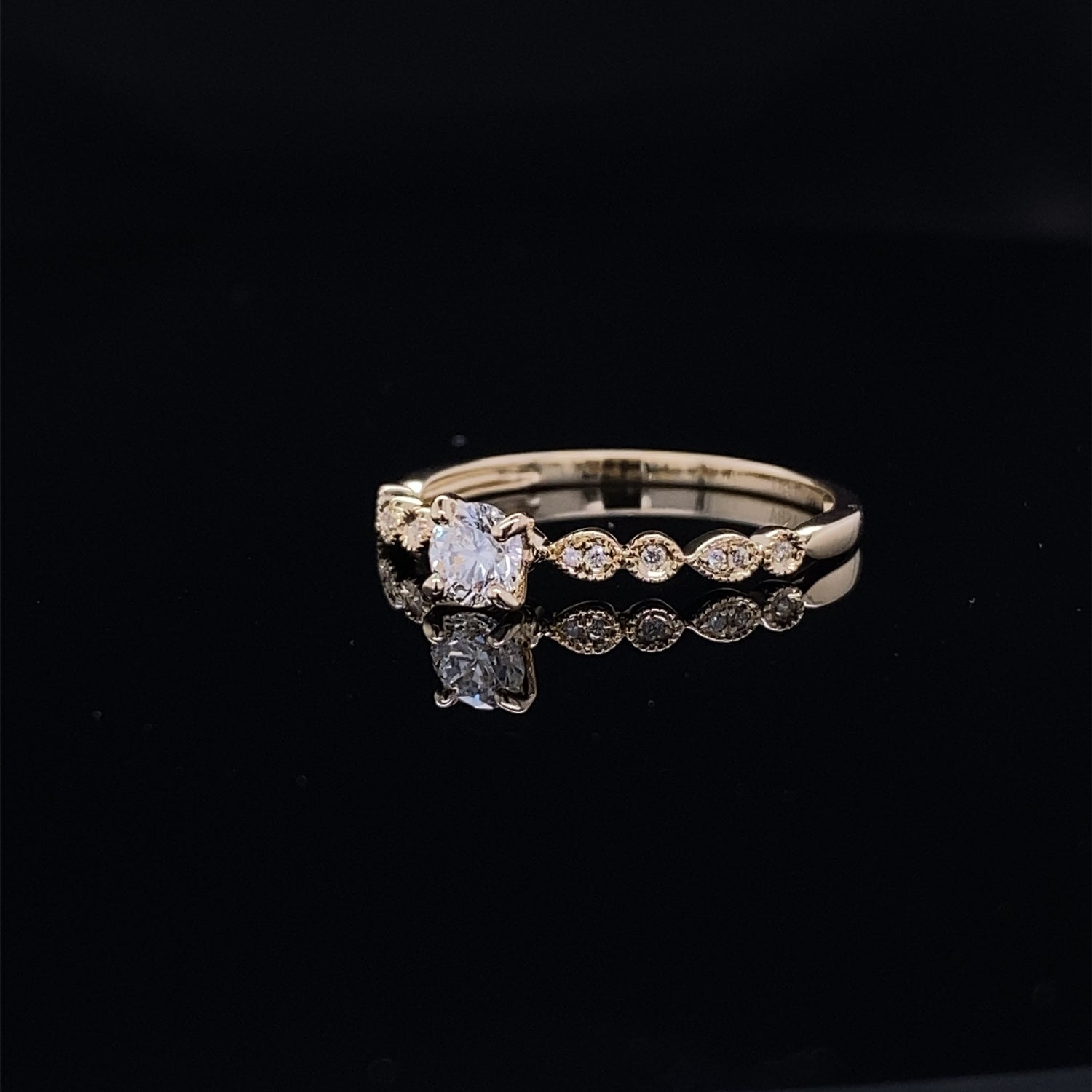 Detailed Petite Diamond and Yellow Gold Bridal