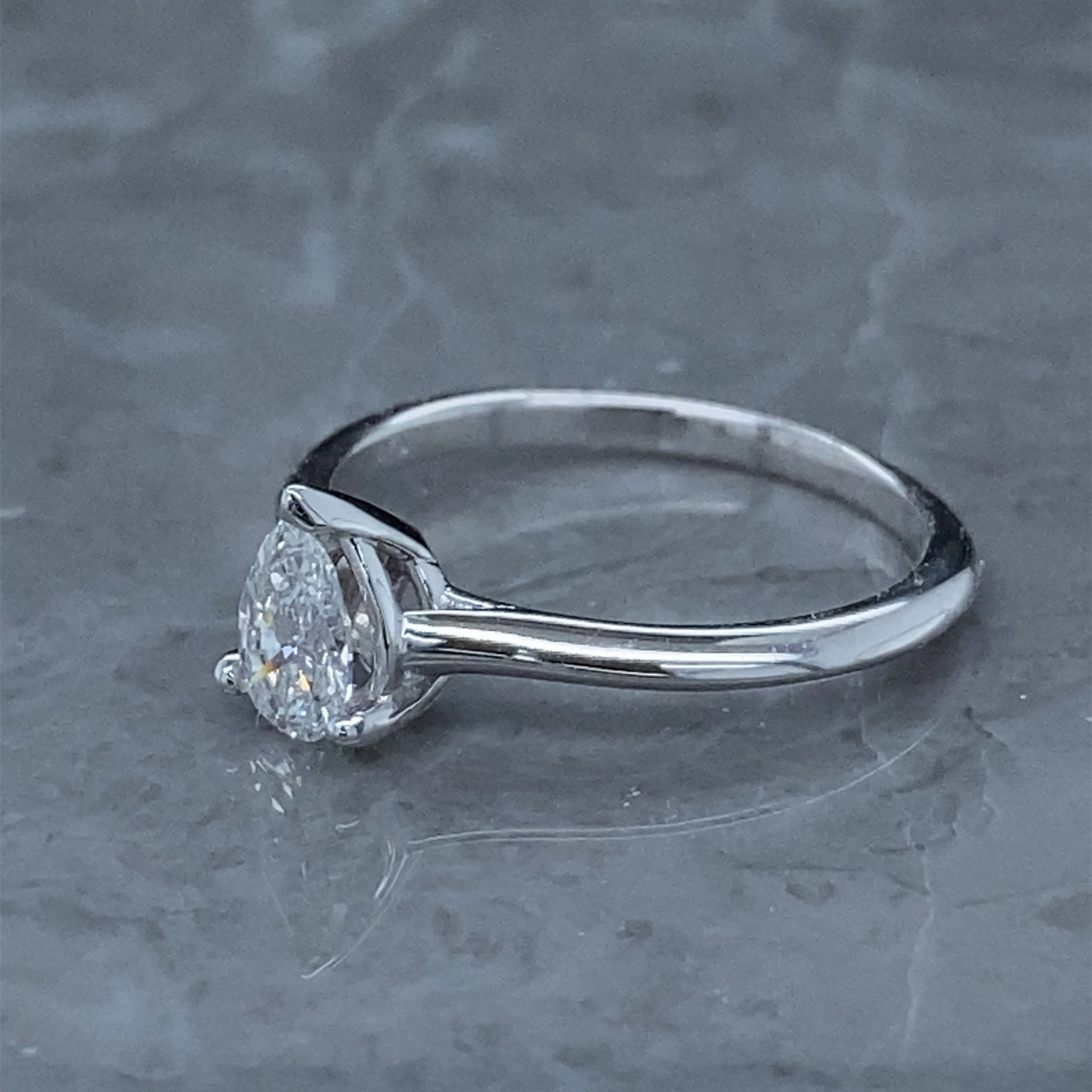 Earth Mined Brilliant Tear Drop Diamond Ring