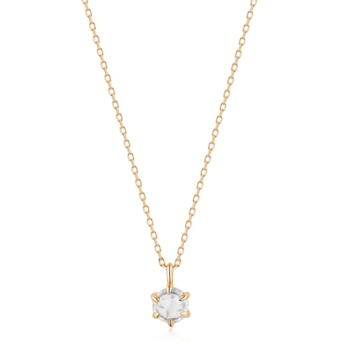 MARILYN | Rose Cut White Sapphire Solitaire Necklace