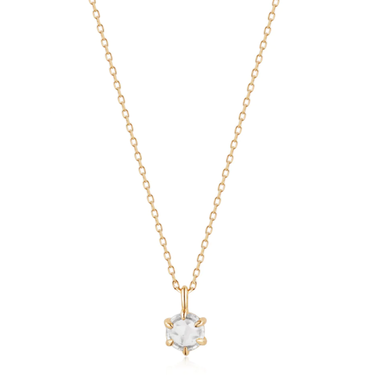 MARILYN | Rose Cut White Sapphire Solitaire Necklace