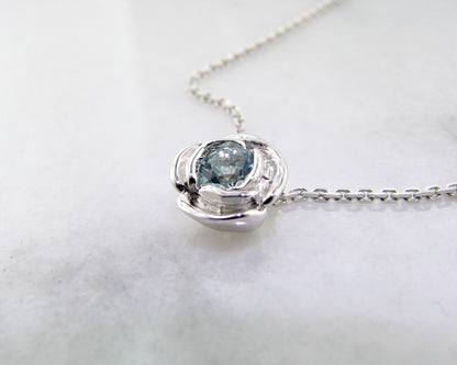 Silver Aquamarine March Birthstone Necklace, Rose Slider