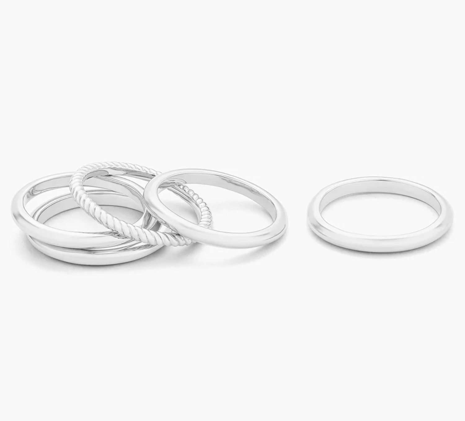 Layer &amp;amp; Twist Silver Ring Set