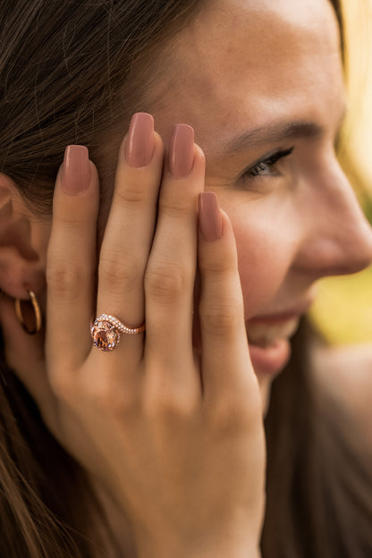 Blushing Morganite Rose Gold Diamond Bypass Ring