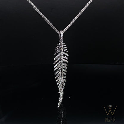 .41CT Magnificent Flex Feather Pendant 18K White Gold and Chain