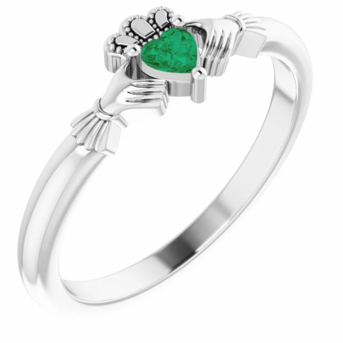 Dainty Minimalist Gemstone Claddagh Ring