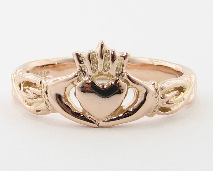 Hand Carved Celtic Knot Irish Claddagh Ring