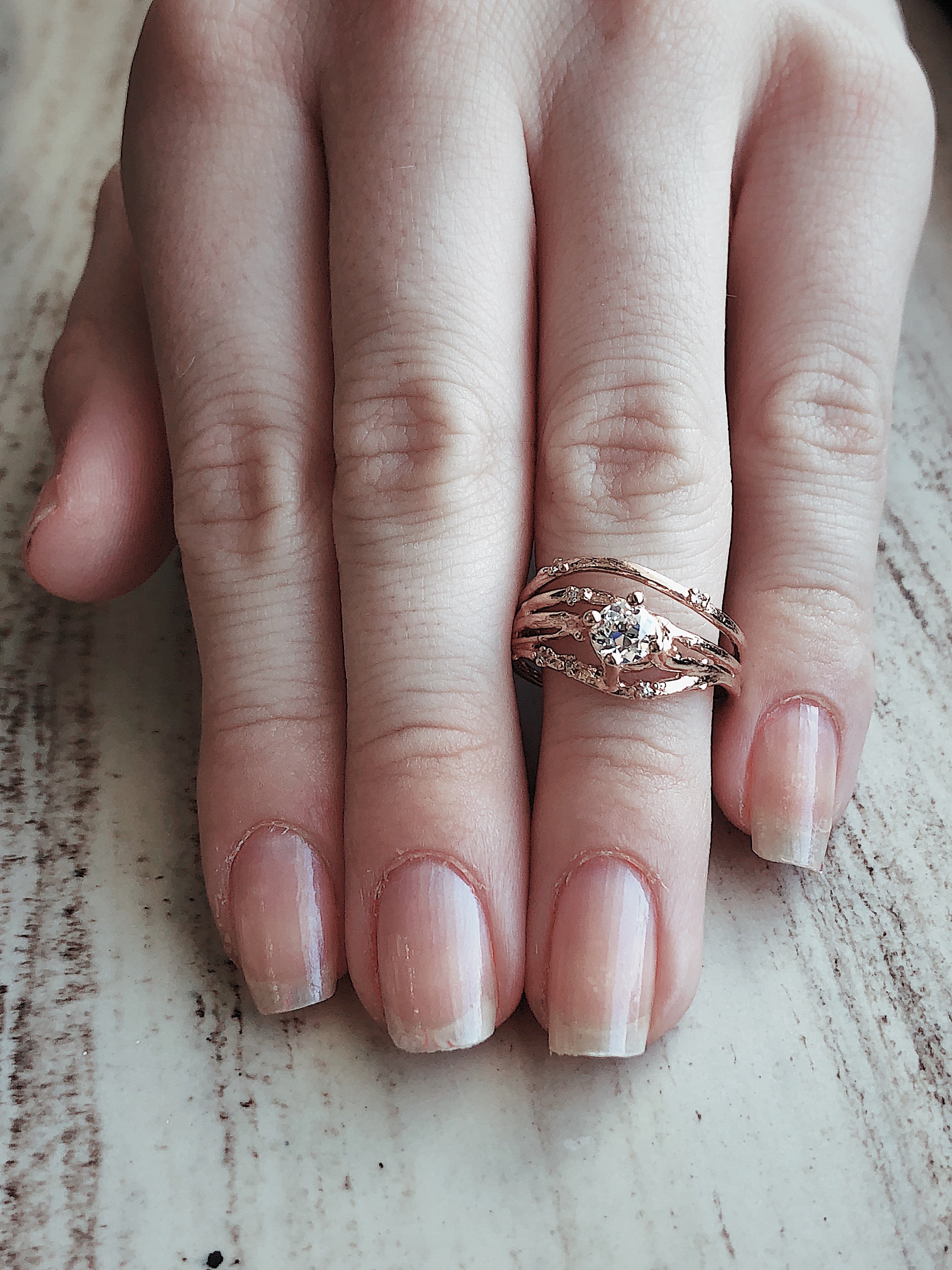 Cherry Blossom Blooming Natural Diamond Bridal Set