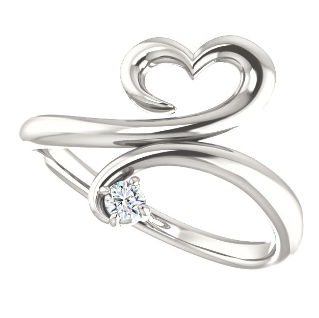 .06 Ctw Diamond Heart Promise Ring in Silver