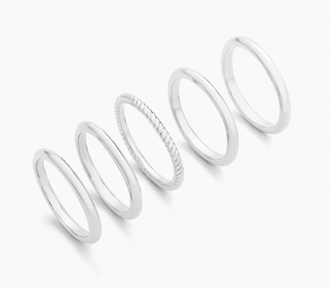 Layer &amp; Twist Silver Ring Set