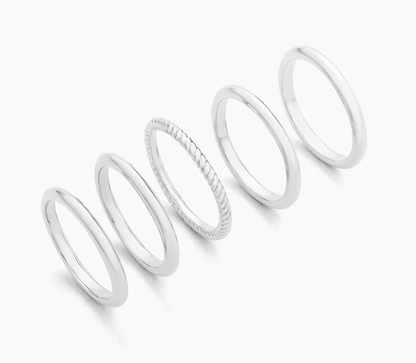 Layer &amp;amp; Twist Silver Ring Set