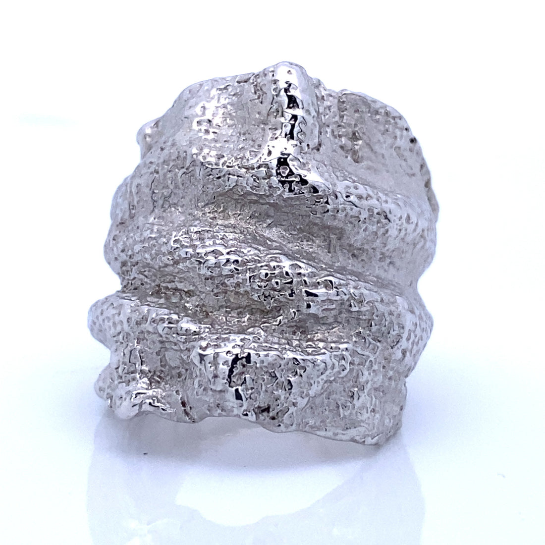 Crumpled Linen Texture Wide Sterling Silver Band