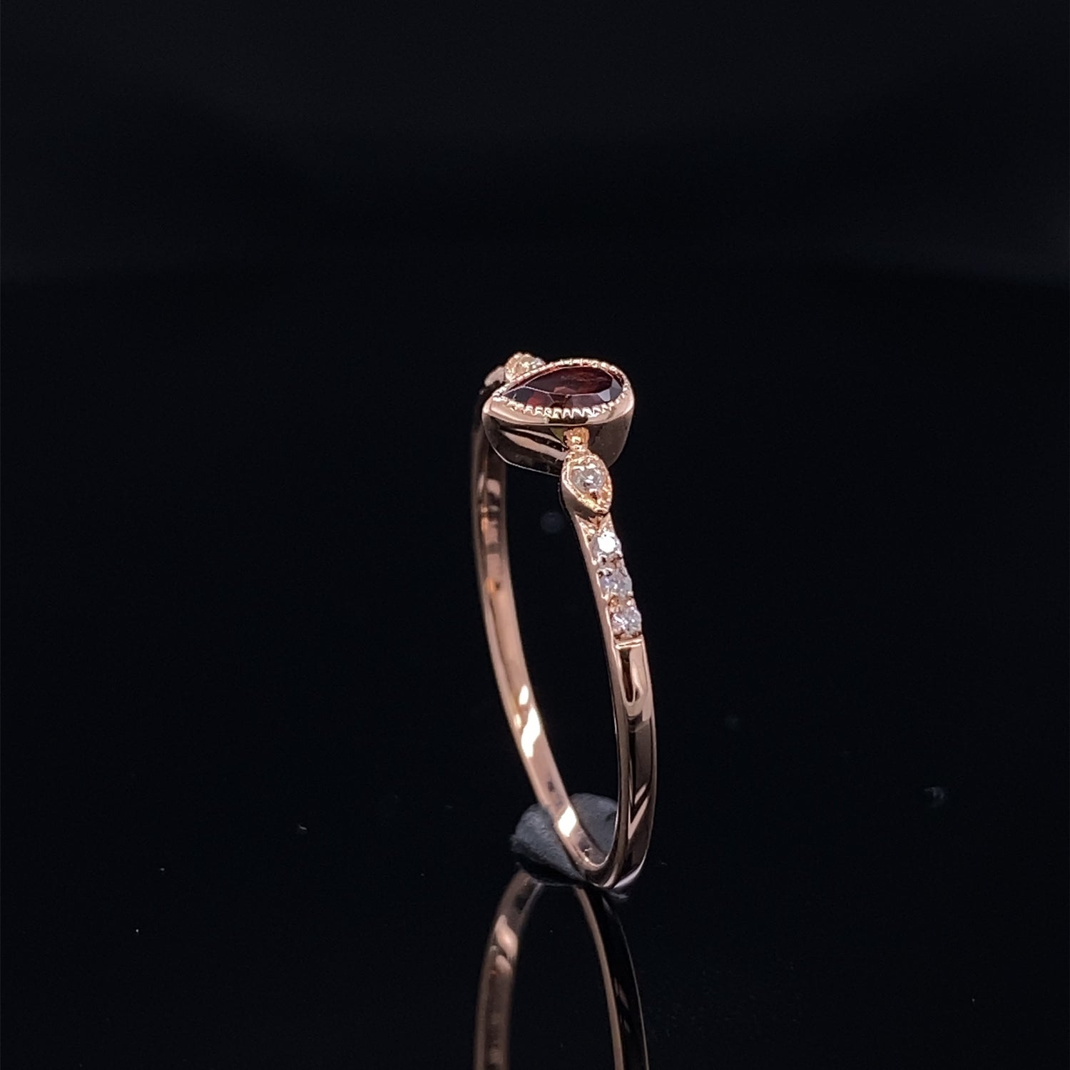 Dainty Minimalist Garnet Rose Gold Ring