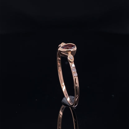 Dainty Minimalist Garnet Rose Gold Ring