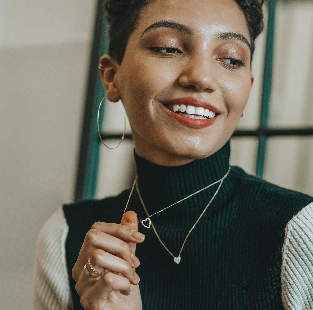 ELSIE | Diamond Pave Heart Necklace