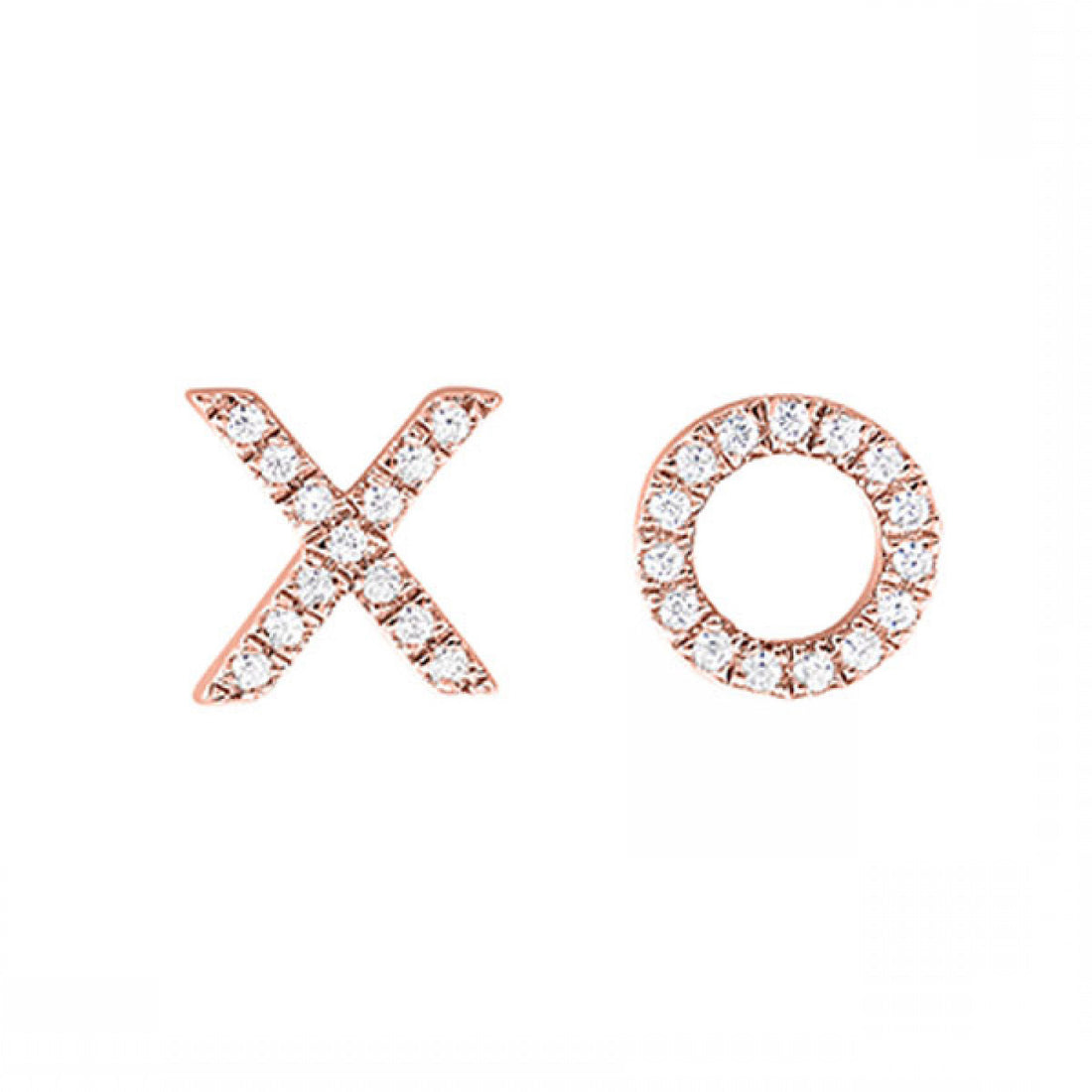 Hugs Kisses Rose Gold Diamond Stud Earrings