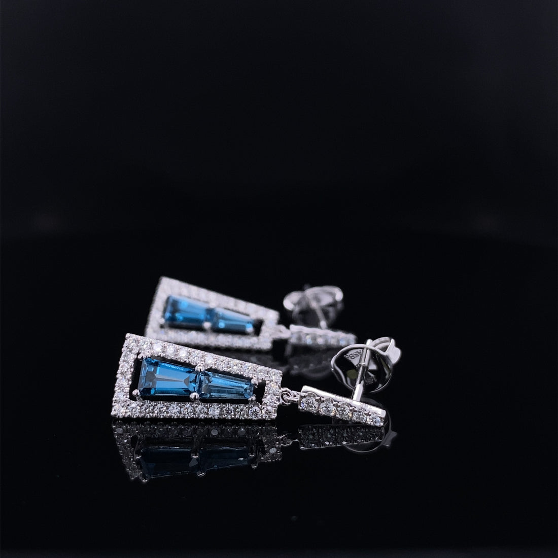 Trapezoid London Blue Topaz with Diamond Frame