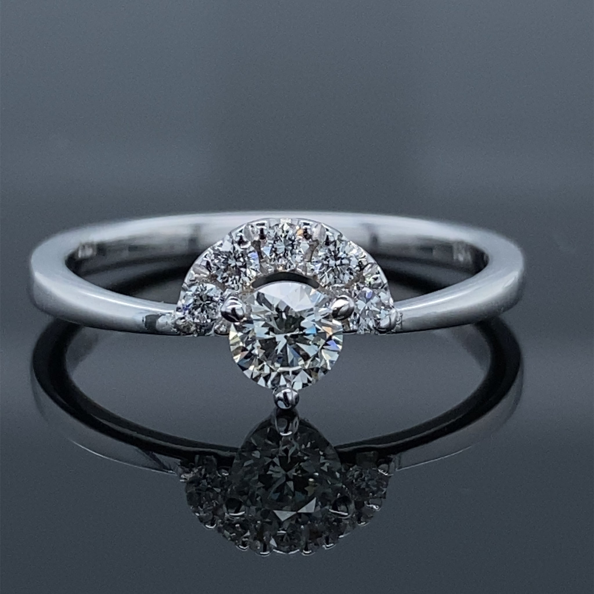 .40ct Crescent Engagement Ring 18k White Gold