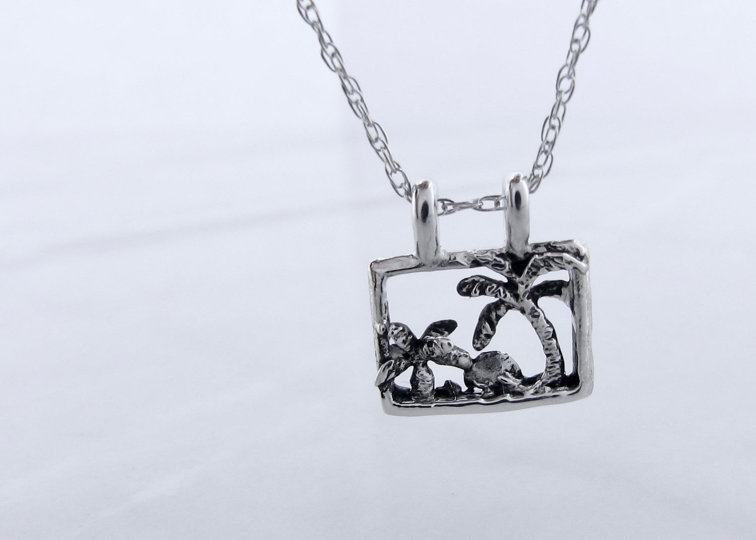 Mini Beach Scape Silver Necklace, Tropical