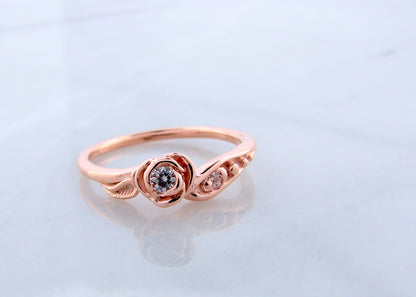 Moissanite Rose Gold Wedding Set, Tea Rose
