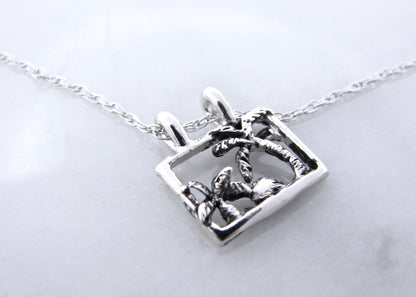 Mini Beach Scape Silver Necklace, Tropical