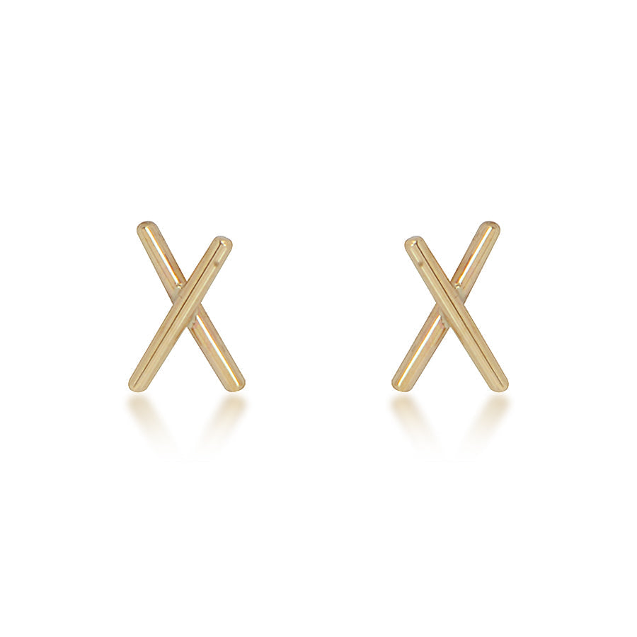 14K Yellow Gold X Stud Earrings