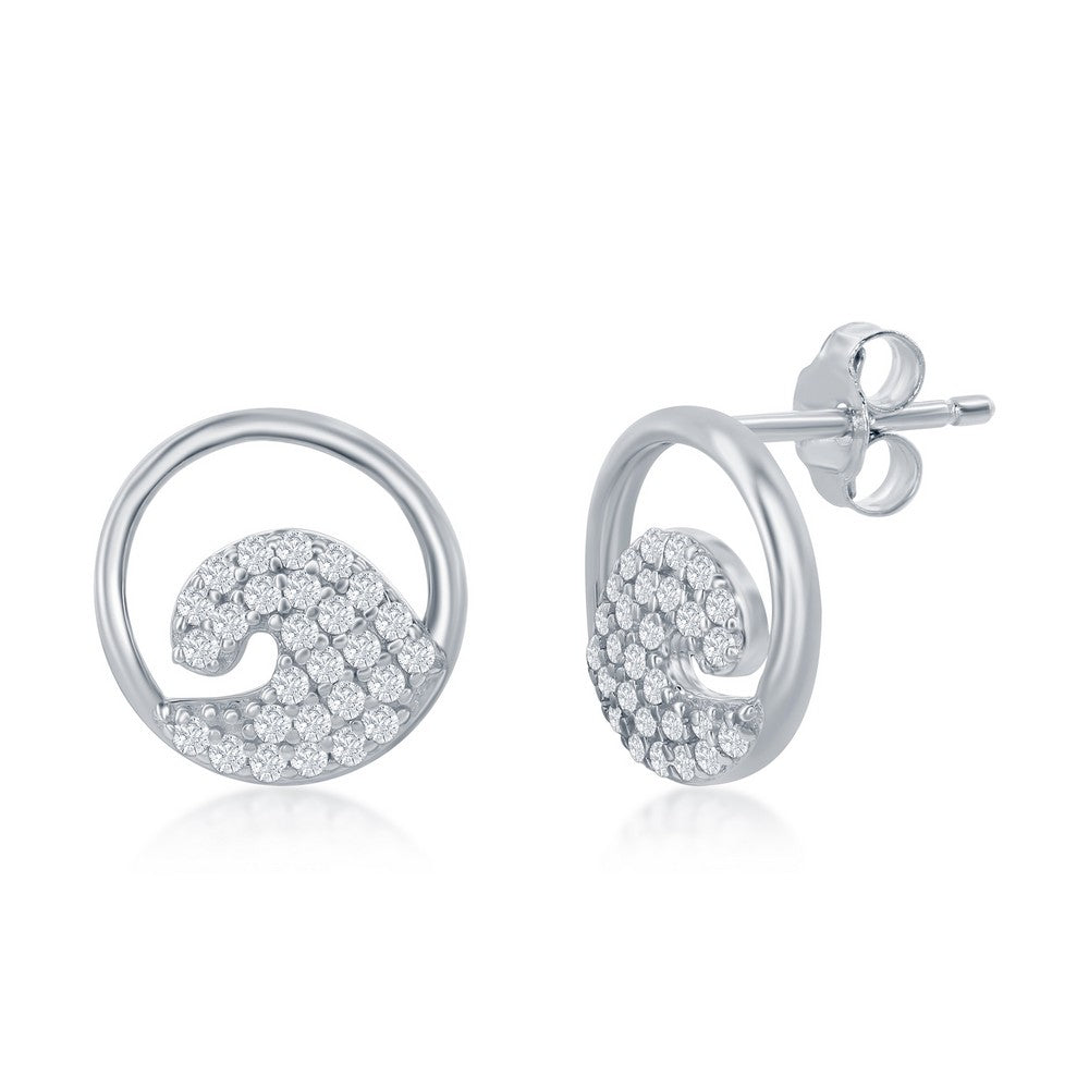 Rushing Waves Sterling CZ Earrings