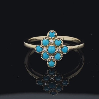 Turquoise and Diamond Cluster Ring