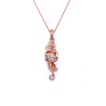 Rose Cascade Pendant Rose Gold and Diamond