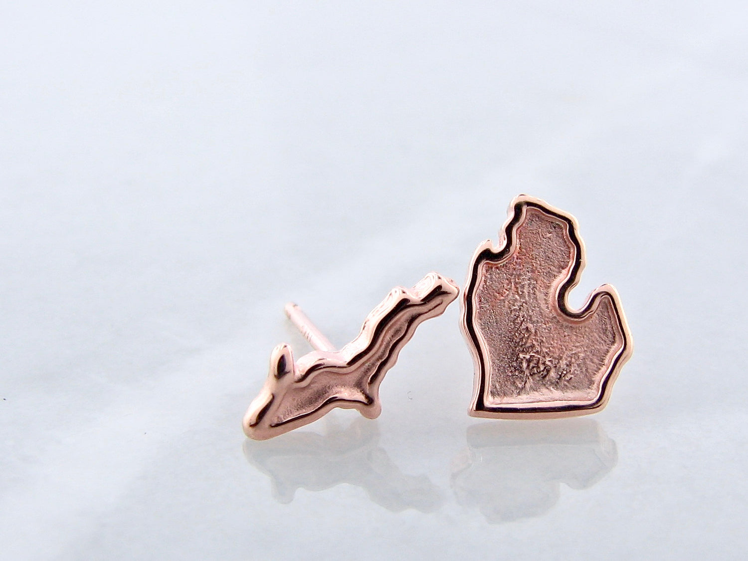 Rose Gold Michigan Earring Studs, Lower Upper Peninsula