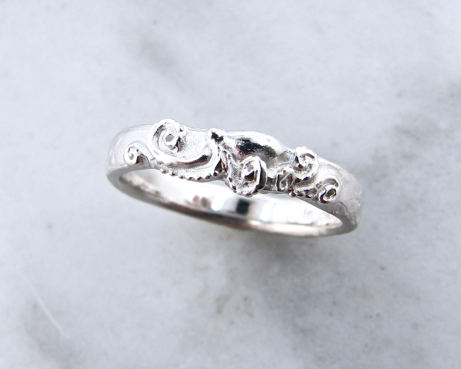 Silver Octopus Ring, Slender Seafloor Band