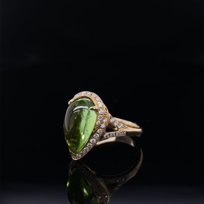 Peridot Glow Diamond Accented Pear Shape Ring